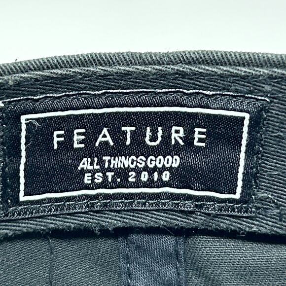 Feature Dad Hat Baseball Cap Spellout Streetwear Sneakerhead Black Strapback - Picture 9 of 10